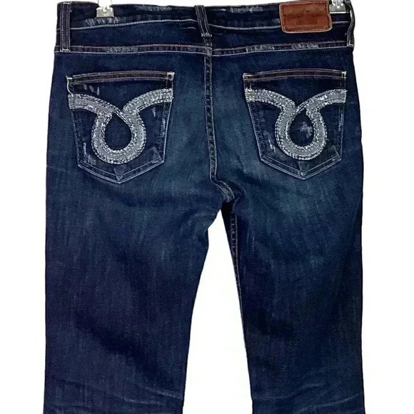 Big Star Nina Straight Women 29L Destroyed Jeans Mid Rise Cotton Stretch Blue - Picture 1 of 11